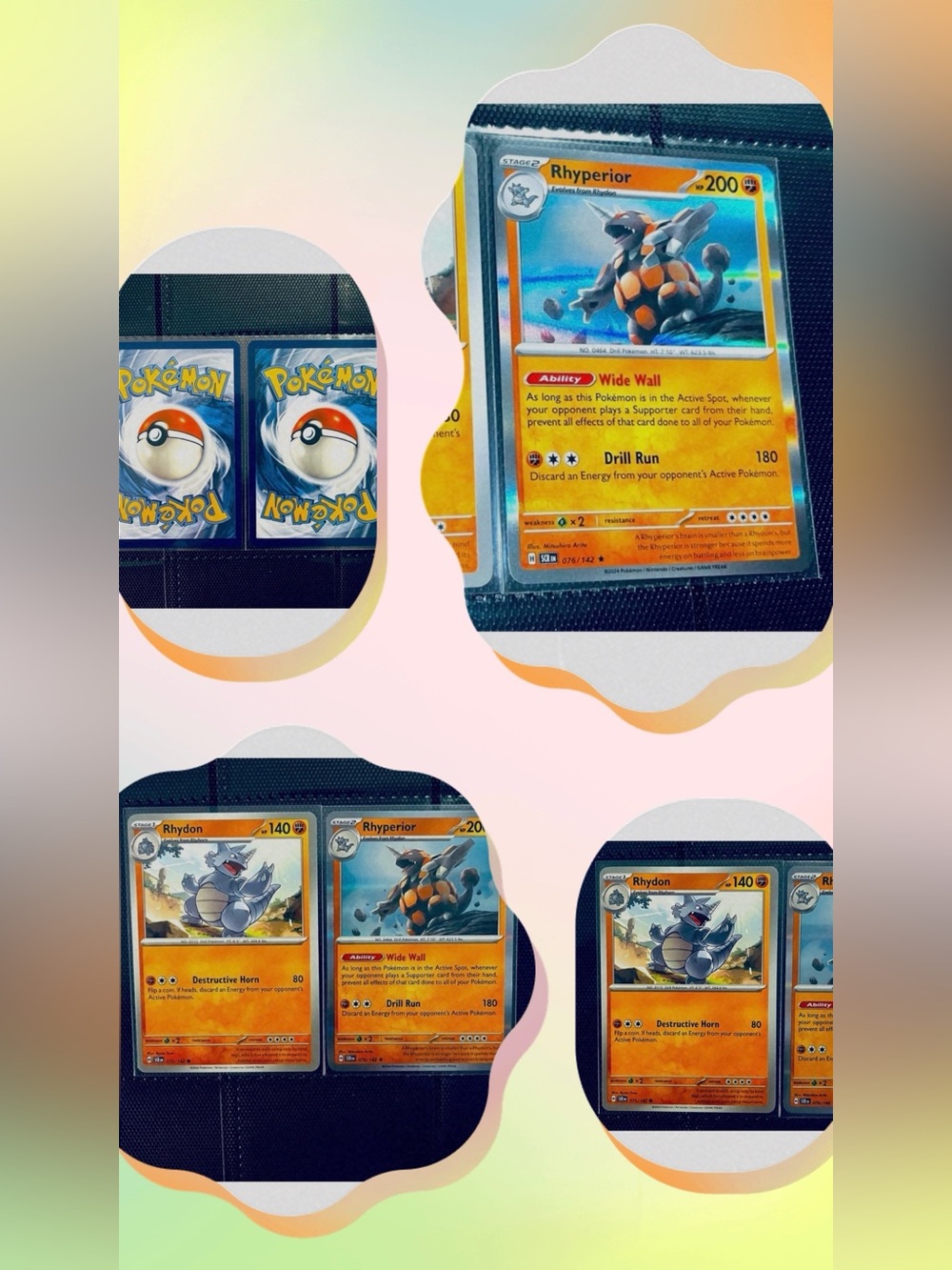 2 POKEMON CARDS - RHYDON #75 AND RHYPERIOR #76 RARE HOLOFOIL CARD Stellar Crown